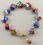 "Fine" Millefiori Diagonal Cube Bracelet